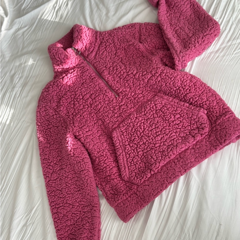 Shinestar Fuchsia Sherpa Turtleneck Sweater